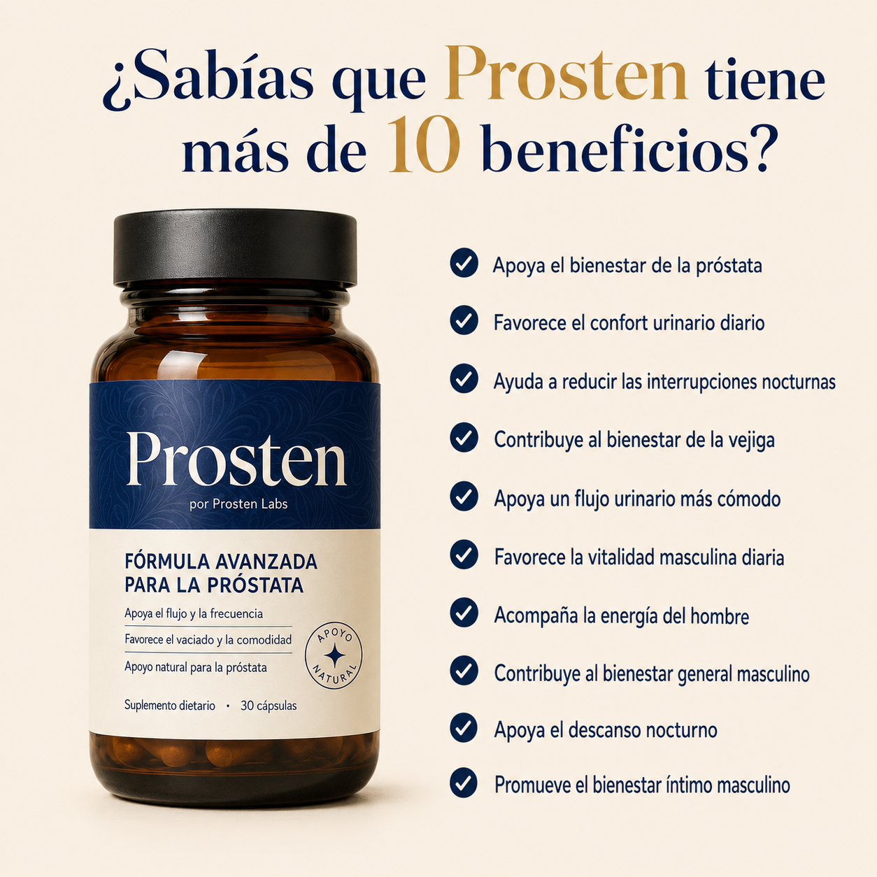 Prosten - El suplemento natural para la próstata, la vejiga, el descanso y la vitalidad del hombre.
